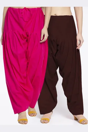Jinfo Women Pack Of 2 Pink & Brown Solid Cotton Loose Fit Salwar