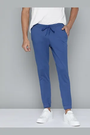 Mast & Harbour Men Blue Solid Mid Rise Joggers Track Pants