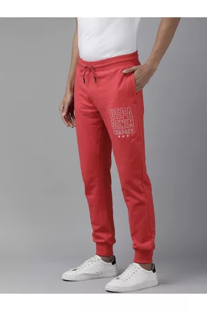 Ralph Lauren Men Red Brand Logo Printed Knitted Regular Joggers