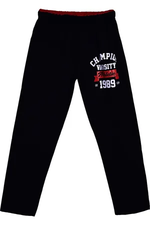 Sweet Angel Boys Black Solid Typography Pure Cotton Track Pant
