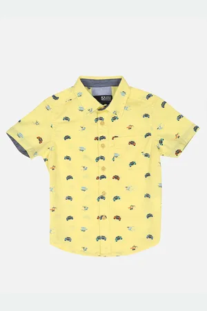 HERE&NOW Boys Yellow Slim Fit Printed Casual Shirt