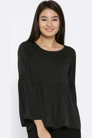 Sera Women Black Solid Peplum Top