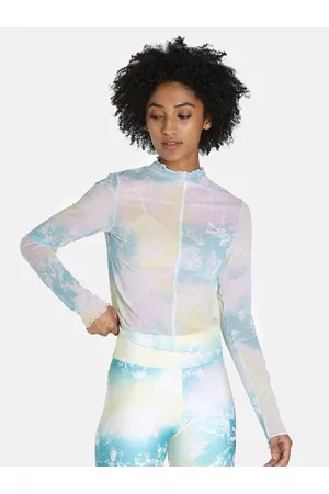 Tie Dye Sheer Mesh Long Sleeve Top