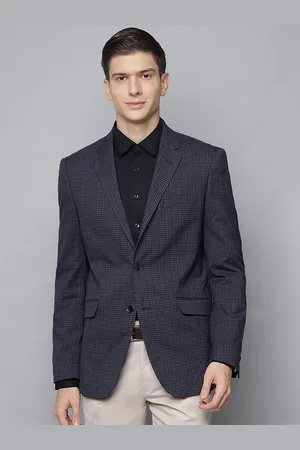 Lindbergh Men Blue Checked Single Breasted Blazer