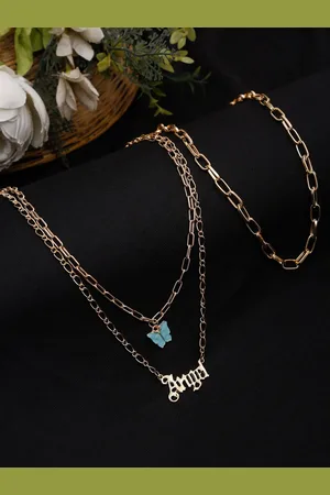 Celena Cole Set of 2 Gold-Toned & Blue Gold-Plated Necklaces