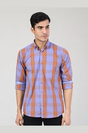 Tahvo Men Purple Comfort Slim Fit Checked Casual Shirt