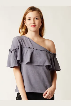 Miss Chase Women Grey Solid Top