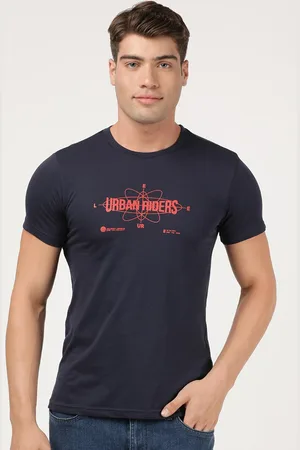 Lee Men Blue Typography Printed Slim Fit T-shirt