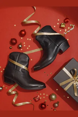 SAINT G. Women Black Solid Leather Ankle Boots