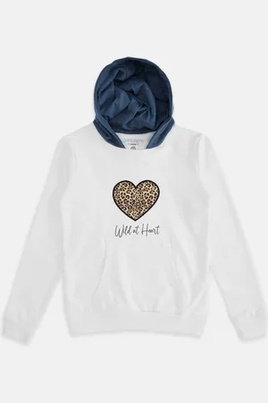 Pantaloons Girls Off White Hooded Sweatshirt