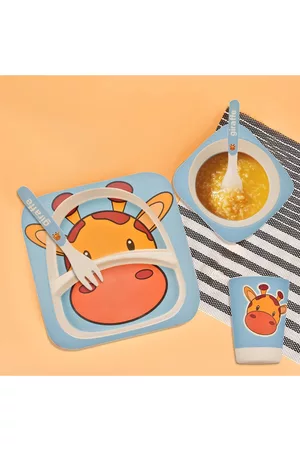 Baby Moo Blue Giraffe Printed Dinner Set