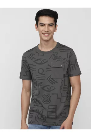 Forever 21 Men Grey Printed T-shirt
