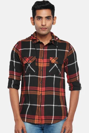 PEOPLE Men Slim Fit Tartan Checked Casual Shirt