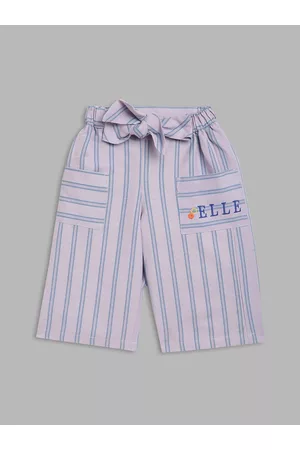 Elle Girls Purple Striped Flared Culottes Trousers