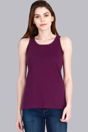 Fleximaa Women Purple Solid T-shirt