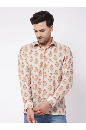 Vastramay Men Beige Floral Printed Casual Shirt