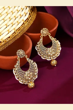 Yellow Chimes Women Gold-Toned Contemporary Chandbalis Earrings
