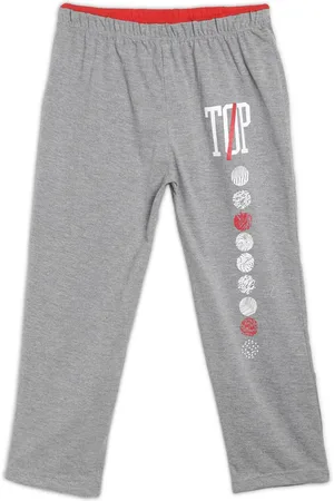 Sweet Angel Boys Grey Melange Printed Cotton Track Pant