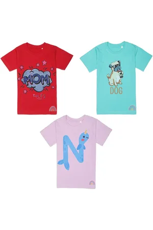 Tossido Kids Red & Purple Pack Of 3 Printed Cotton T-shirt
