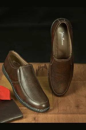 John Karsun Men Brown Textured Formal Slip on Shoes