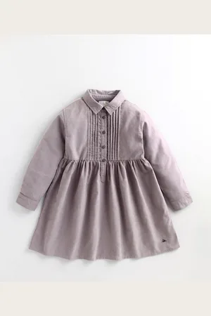 Cherry Crumble Girls Grey Solid Fit and Flare Dress
