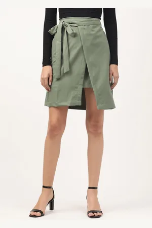 CENTRESTAGE Women Olive Solid Mini Skirt