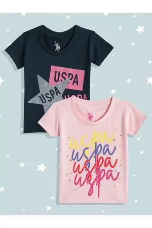 Ralph Lauren Girls Pack Of 2 Assorted Printed Pure Cotton T-shirt
