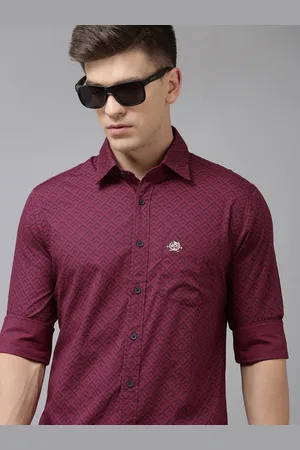 U.S. Polo Assn. U S Polo Assn Men Burgundy Tailored Fit Printed Pure Cotton Casual Shirt