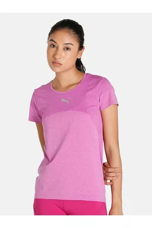 PUMA Women Pink EvoKNIT Seamless Slim Fit T-shirt