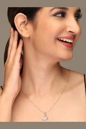 LAIDA Women Rose Gold-Plated & White AD-Studded Swan Pendant With Chain
