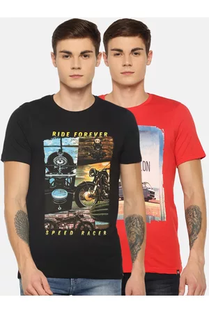 dollar Men Pack Of 2 Printed Round Neck T-shirts
