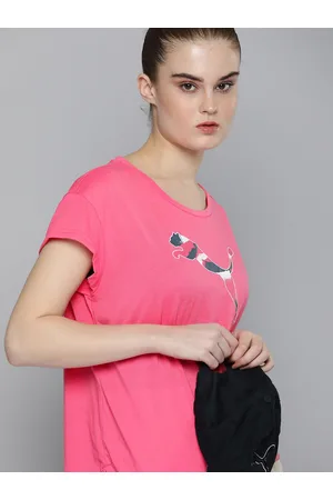 PUMA Women Pink Relaxed Fit Brand Logo Printed dryCELL Modern Sports T-shirt