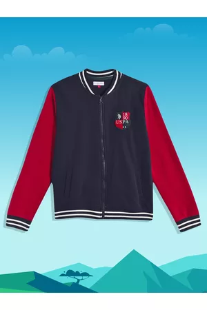 Ralph Lauren U S Polo Assn Kids Boys Navy Blue Colourblocked Sweatshirt