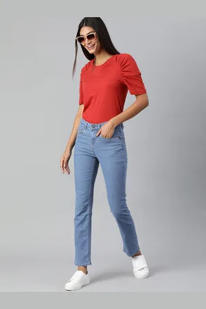 HERE&NOW Women Blue Straight Fit Stretchable Jeans