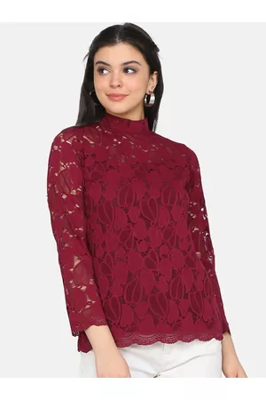 Eavan Women Burgundy Self Design Top