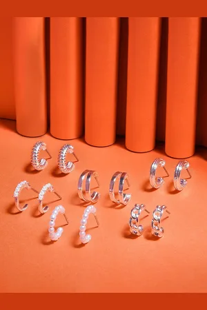 Accessorize Silver-Toned Circular Studs Earrings