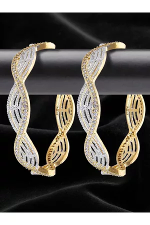 YouBella Set Of 2 Gold-Plated & AD Stone-Studded Bangles