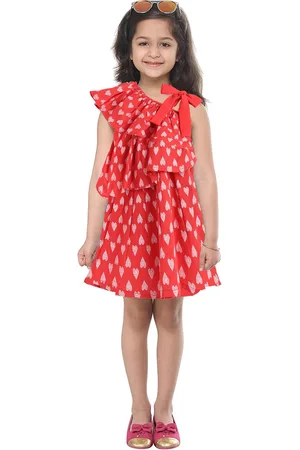 Kids On Board Girls Red One Shoulder Layered Dress