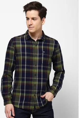 Wrangler Men Blue Tartan Checks Checked Casual Shirt