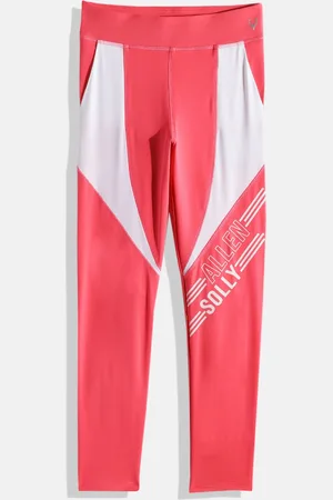 Allen Solly Girls Pink & White Mid-Rise Printed Ankle Length Leggings