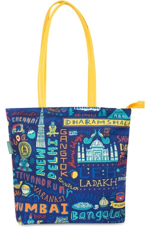 TEAL Navy Blue Printed Tote Bag