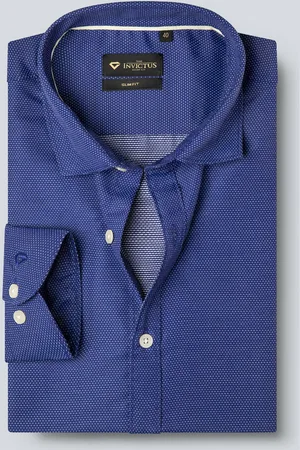 Invictus Men Easy Care Navy Blue & White Printed Formal Shirt
