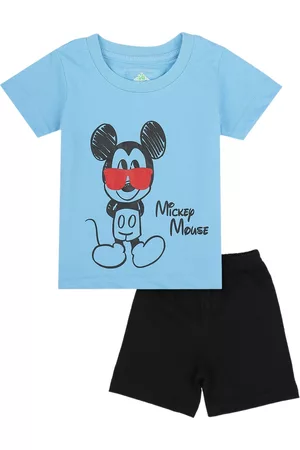 BodyCare Boys Pure Cotton Black & Blue Printed T-shirt with Shorts