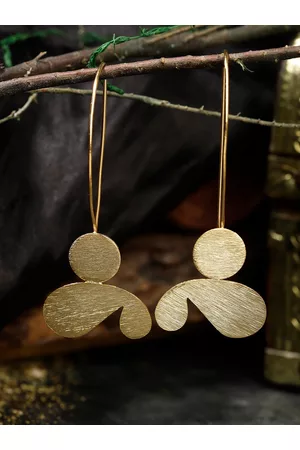 Berserk Gold-Plated Paisley Shaped Drop Earrings