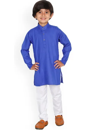 DKGF FASHION Boys Blue & White Kurta with Trousers