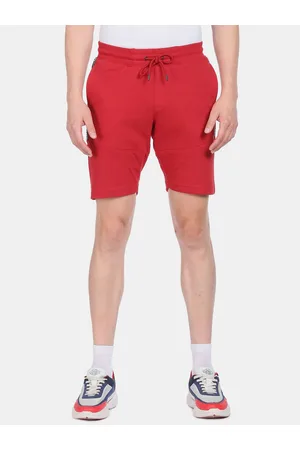 U.S. Polo Assn. Men Red Drawstring Waist Brand Tape Solid Knit Shorts