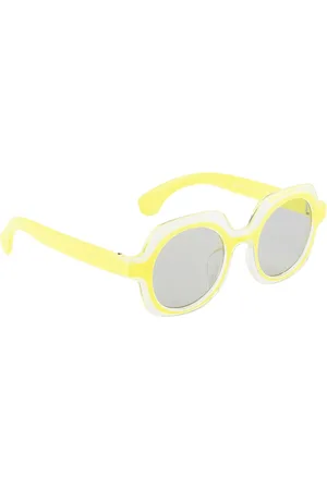 YK Unisex Kids Grey Lens & Yellow Round Sunglasses with UV Protected Lens -J7546