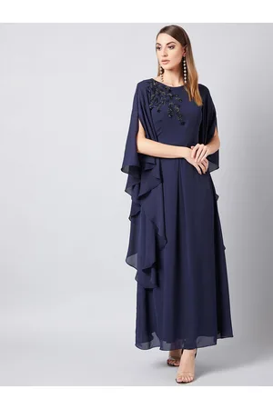 ATHENA Women Navy Blue Embellished Maxi Dress