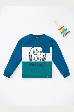 Ed-a-Mamma Boys Blue Printed Pure Cotton Sweatshirt