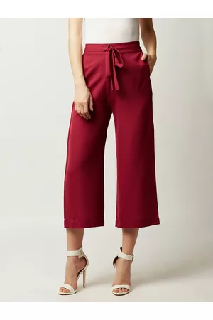 Miss Chase Women Maroon Regular Fit Solid Culottes